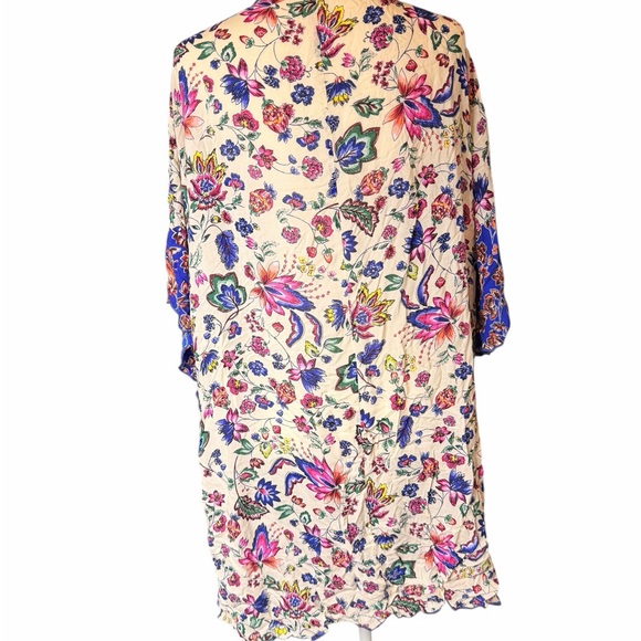 Democracy Floral Kimono with Pink and Blue S-2xl - Picture 3 of 7